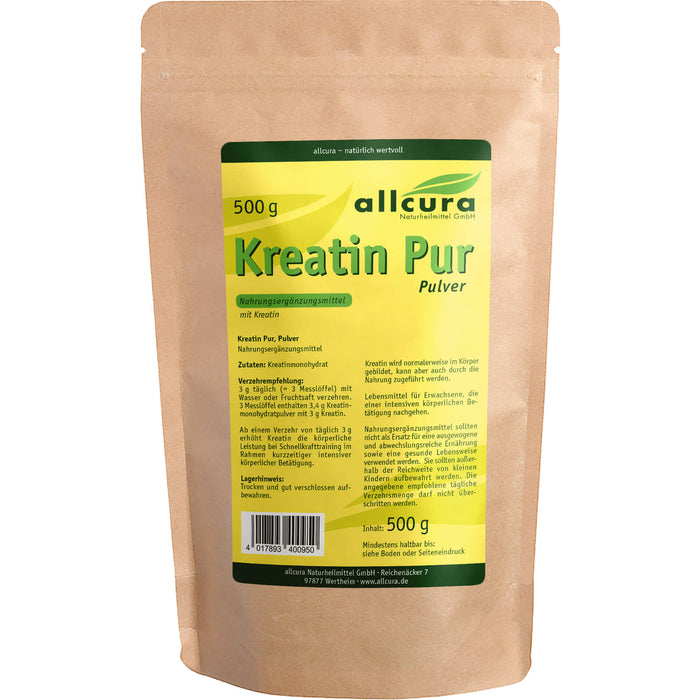 allcura Kreatin pur Pulver, 500 g Powder