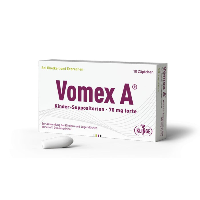 Vomex A Kinder-Suppositorien 70 mg forte, 10 St. Zäpfchen