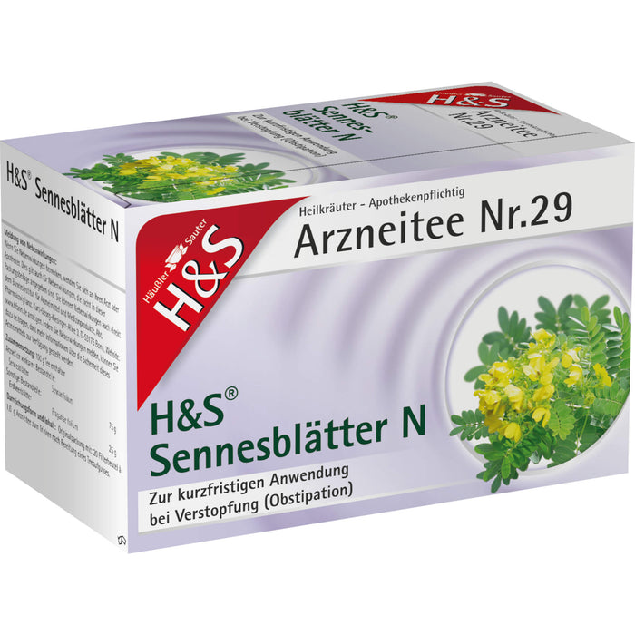 H&S Sennesblätter N Arzneitee Nr. 29 bei Verstopfung, 20 pcs. Filter bag