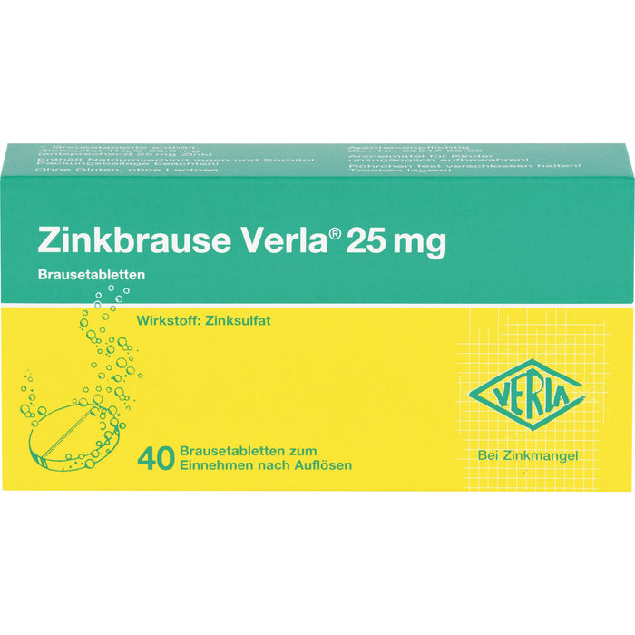 Zinkbrause Verla 25 mg Brausetabletten, 40 pc Tablettes