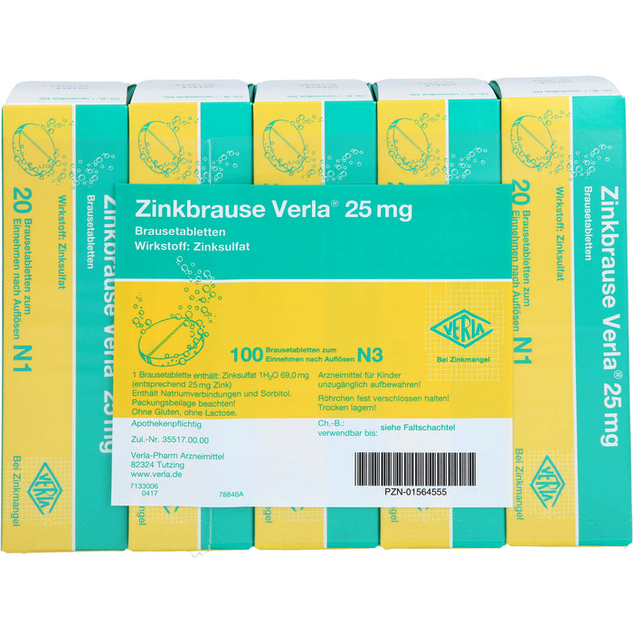 Zinkbrause Verla 25 mg Brausetabletten bei Zinkmangel, 100 pc Tablettes