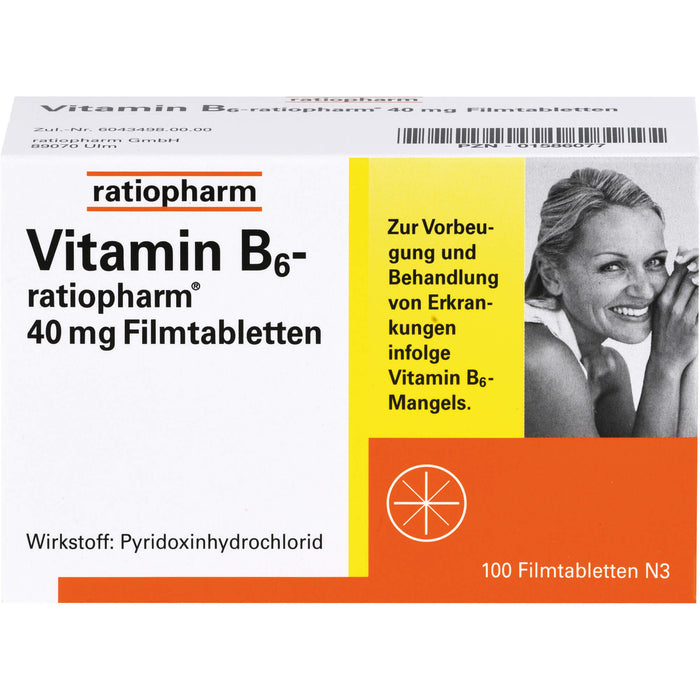 Vitamin B6-ratiopharm 40 mg Filmtabletten, 100 pc Tablettes