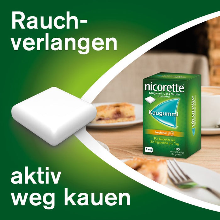 nicorette Kaugummi 2 mg Nicotin zuckerfrei freshfruit, 105 St. Kaugummi