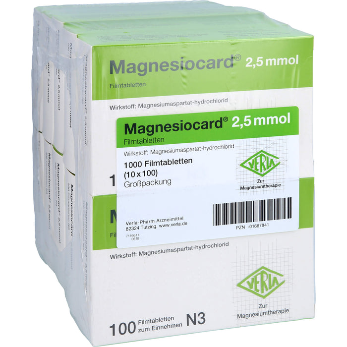 VERLA Magnesiocard 2,5 mmol Filmtabletten bei Magnesiummangel, 1000 pcs. Tablets