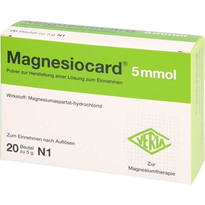 Magnesiocard 5 mmol Beutel zur Magnesiumtherapie, 20 pc Sachets