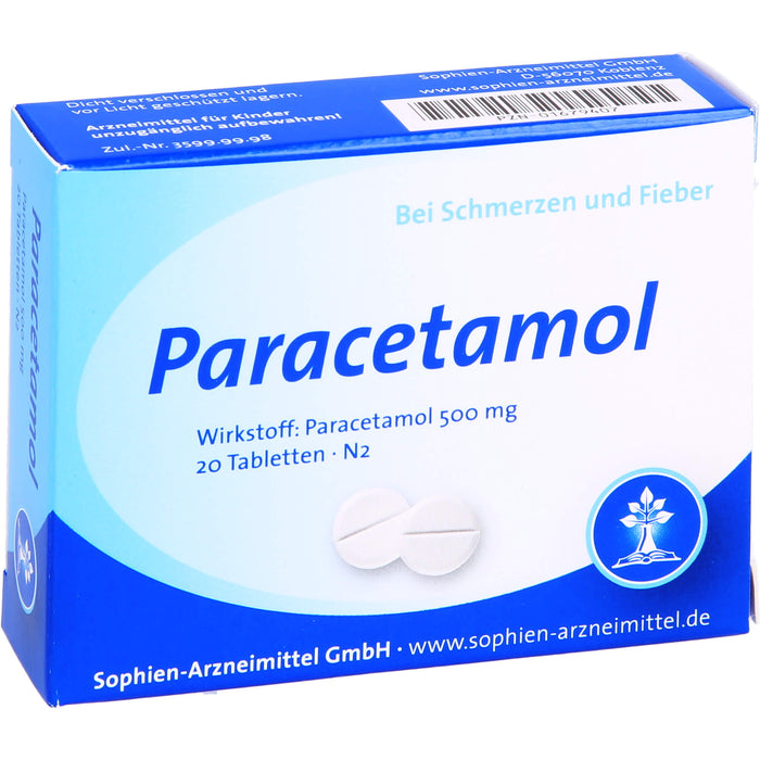 Sophien-Arzneimittel Paracetamol 500 mg Tabletten, 20 pc Tablettes