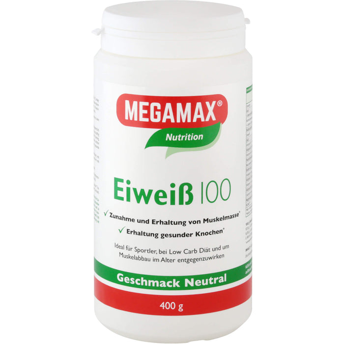 MEGAMAX Nutrition Eiweiß 100 Pulver Geschmack Neutral, 400 g Powder