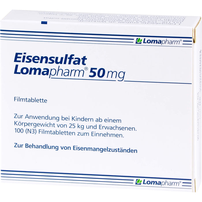 Eisensulfat Lomapharm 50 mg Filmtabletten bei Eisenmangelzuständen, 100 pcs. Tablets