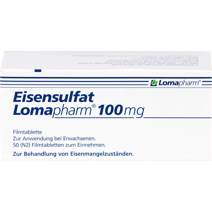 Eisensulfat Lomapharm 100 mg Filmtabletten bei Eisenmangelzuständen, 50 pc Tablettes