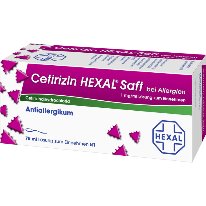 Cetirizin HEXAL Saft bei Allergien, 75 ml Lösung