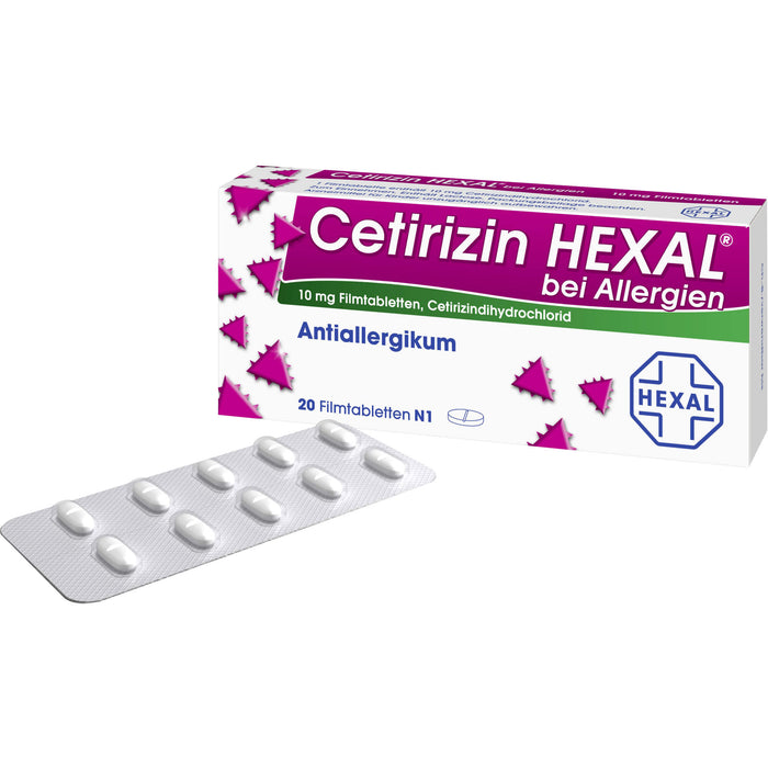 Cetirizin HEXAL Tabletten bei Allergien, 20 pcs. Tablets