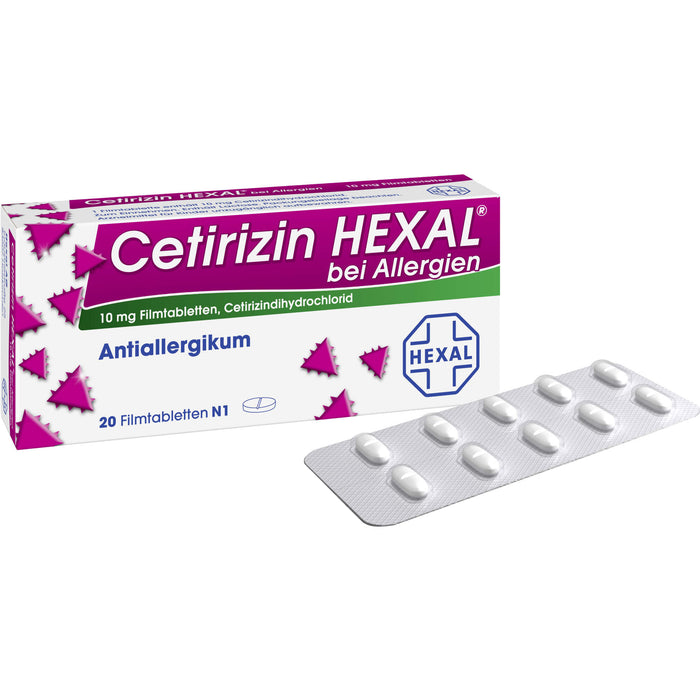 Cetirizin HEXAL Tabletten bei Allergien, 20 pc Tablettes