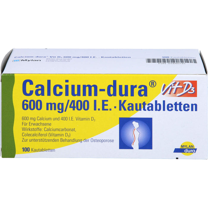 Calcium-dura Vit D3 600 mg/400 I.E. Kautabletten, 100 pc Tablettes