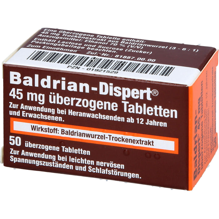 Baldrian-Dispert 45 mg überzogene Tabletten, 50 pcs. Tablets