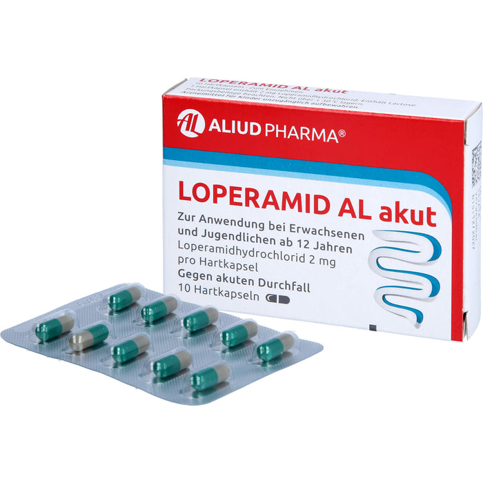 Loperamid AL akut Kapseln gegen akuten Durchfall, 10 pc Capsules