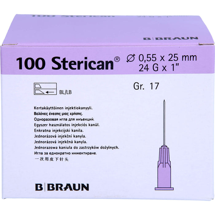 STERICAN 0,55X25 LILA L L, 100 St KAN