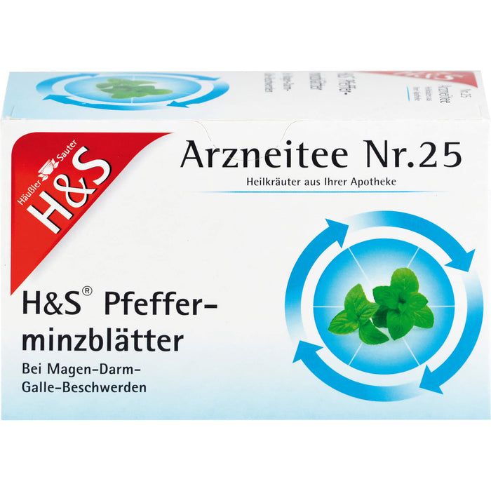 H&S Pfefferminzblätter Arzneitee Nr. 25, 20 pc Sac filtrant