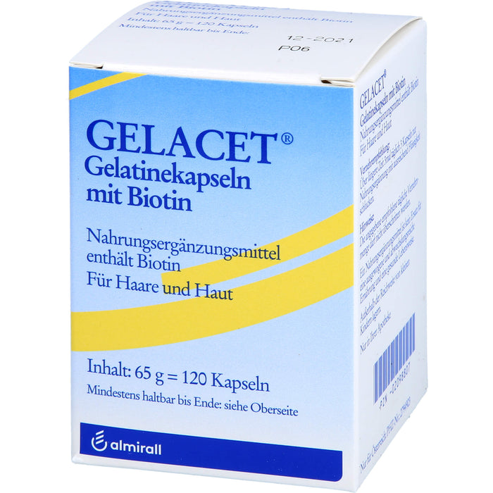 GELACET Gelatinekapseln mit Biotin für Haare und Haut, 120 St. Kapseln