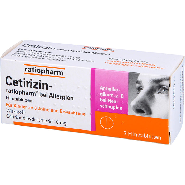 Cetirizin-ratiopharm 10 mg bei Allergien Filmtabletten, 7 pc Tablettes