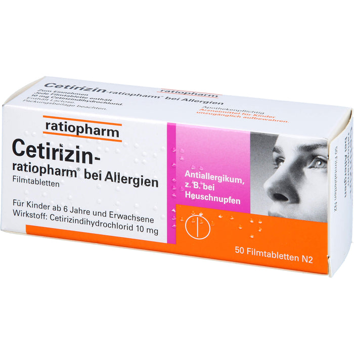 Cetirizin-ratiopharm 10 mg bei Allergien Filmtabletten, 50 pcs. Tablets