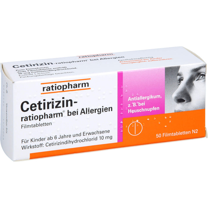 Cetirizin-ratiopharm 10 mg bei Allergien Filmtabletten, 50 pcs. Tablets