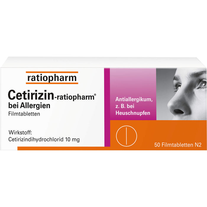 Cetirizin-ratiopharm 10 mg bei Allergien Filmtabletten, 50 pc Tablettes