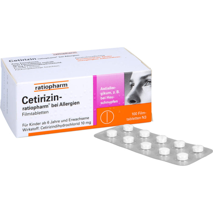 Cetirizin-ratiopharm 10 mg Filmtabletten bei Allergien, 100 pcs. Tablets