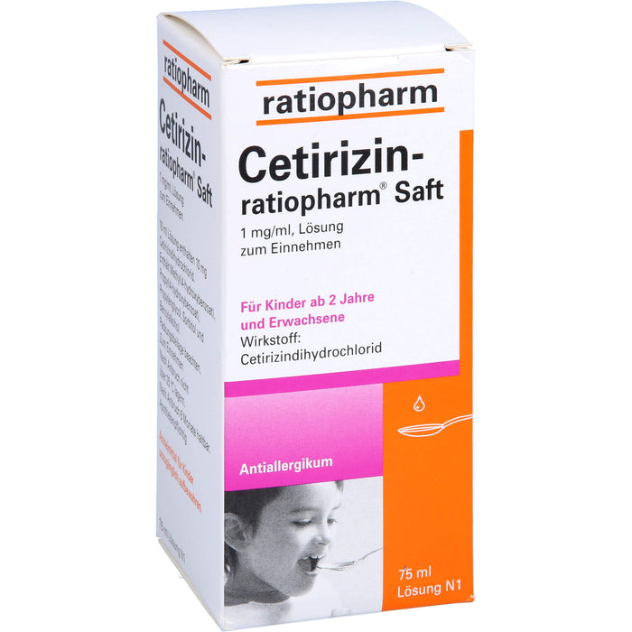 Cetirizin-ratiopharm Saft Antiallergikum, 75 ml Solution