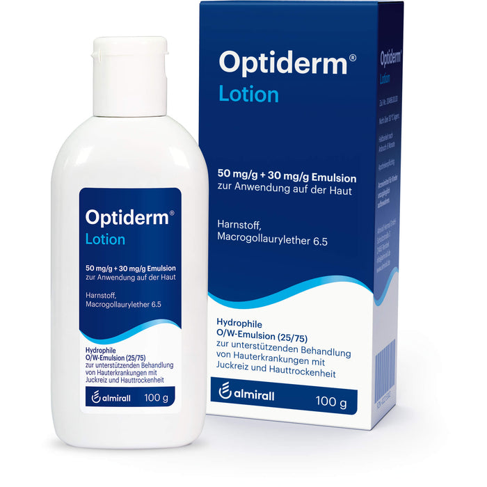 Optiderm Lotion bei Hauterkrankungen mit Juckreiz und Hauttrockenheit, 100 g Solution