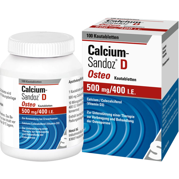 Calcium-Sandoz D Osteo 500 mg/400 I.E. Kautabletten, 100 pcs. Tablets