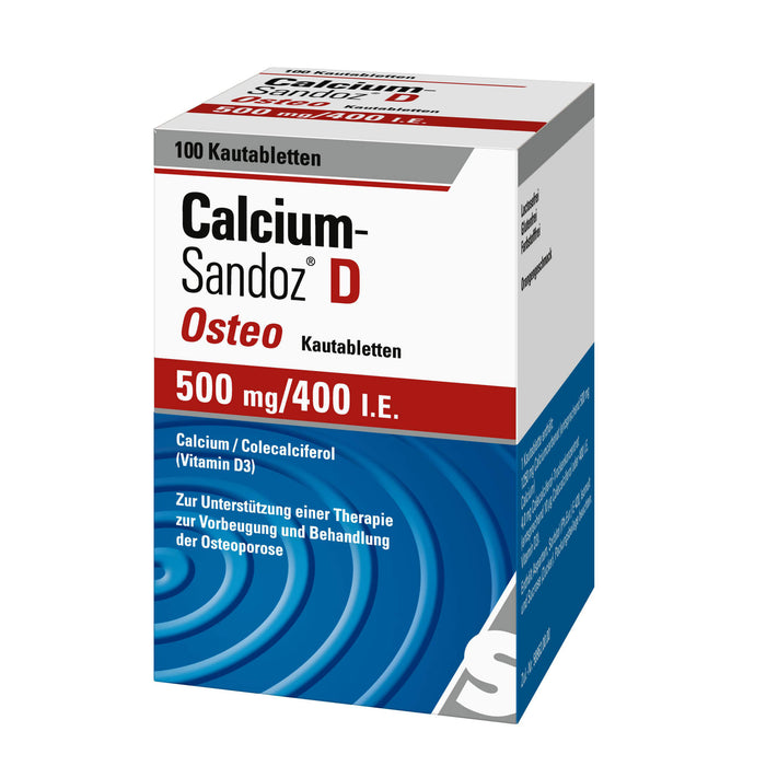 Calcium-Sandoz D Osteo 500 mg/400 I.E. Kautabletten, 100 St. Tabletten