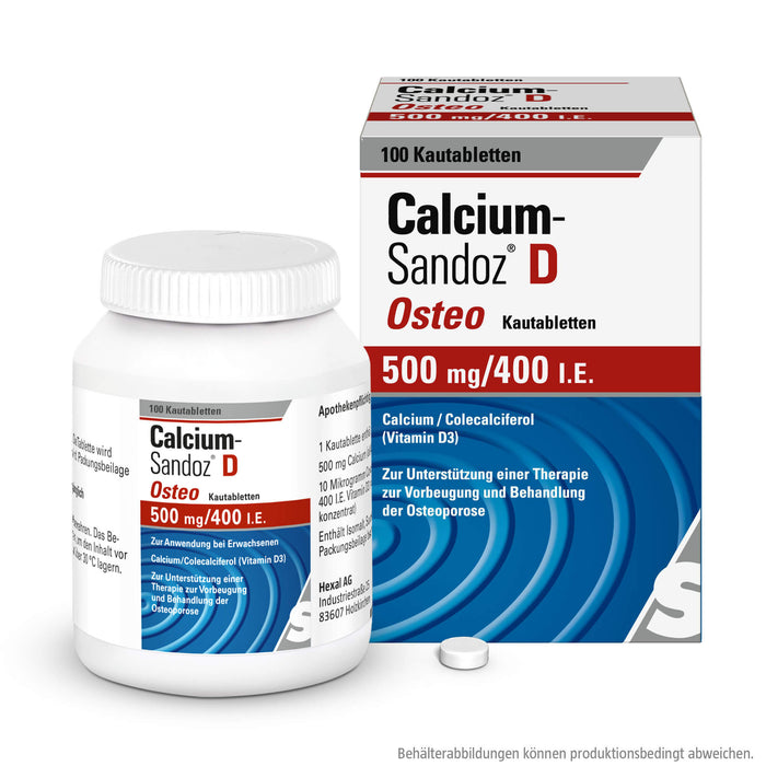 Calcium-Sandoz D Osteo 500 mg/400 I.E. Kautabletten, 100 pc Tablettes