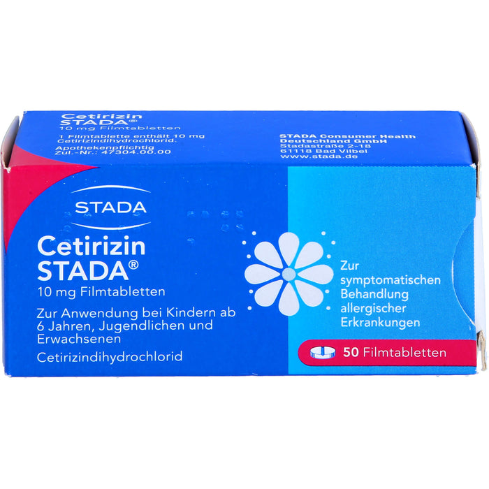 Cetirizin STADA 10 mg Filmtabletten zur symptomatischen Behandlung allergischer Erkrankungen, 50 pcs. Tablets