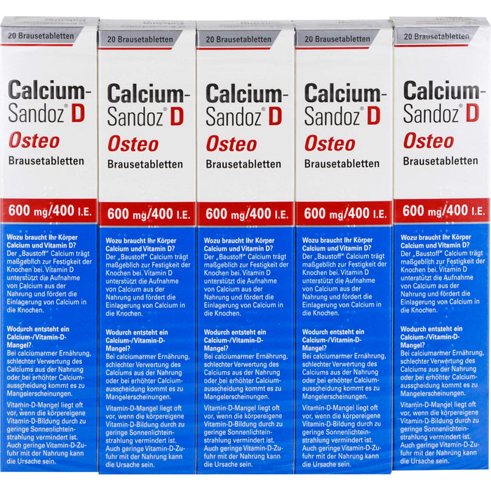 Calcium-Sandoz D Osteo 600 mg/400 I.E. Brausetabletten, 100 pcs. Tablets