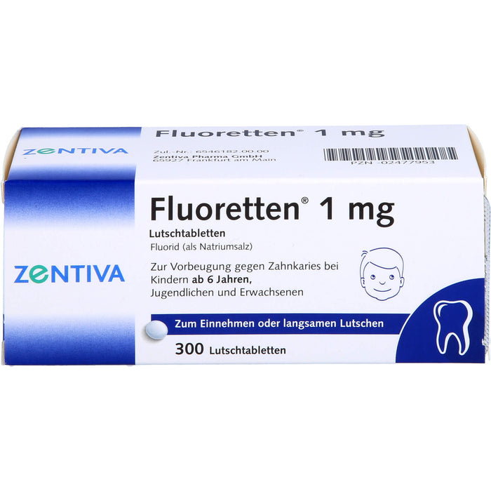 Fluoretten 1 mg Lutschtabletten zur Vorbeugung gegen Zahnkaries bei Kindern ab 6 Jahren, 300 pc Tablettes