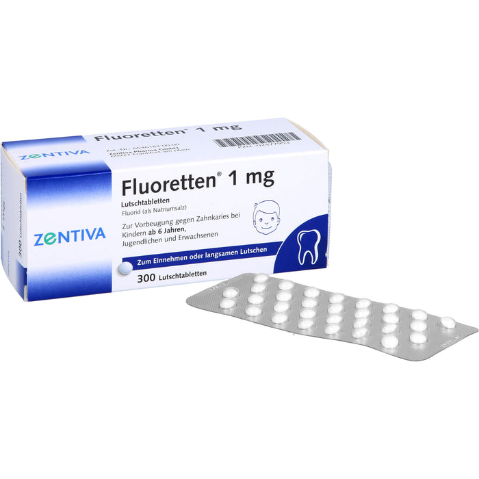 Fluoretten 1 mg Lutschtabletten zur Vorbeugung gegen Zahnkaries bei Kindern ab 6 Jahren, 300 pc Tablettes