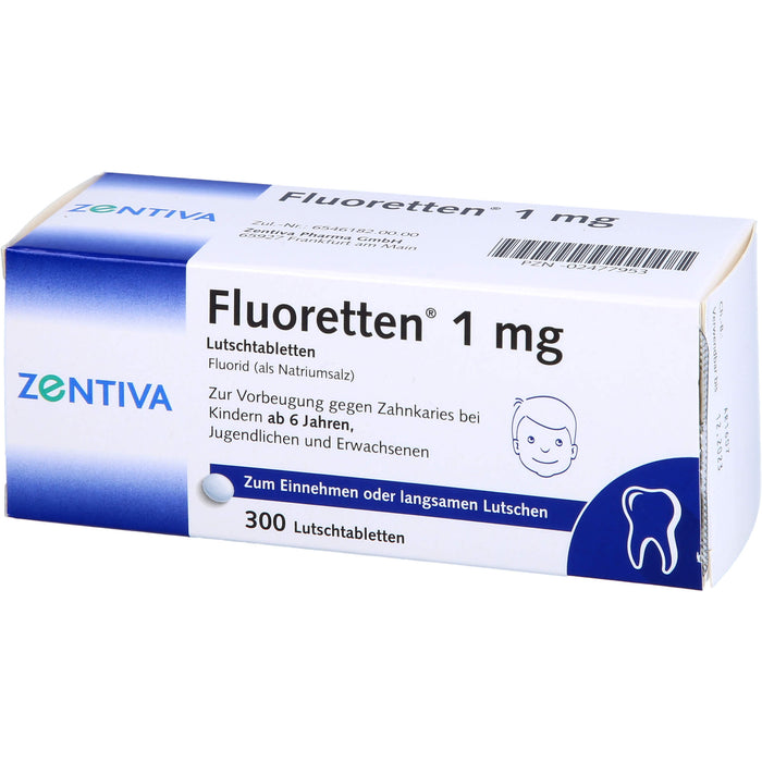 Fluoretten 1 mg Lutschtabletten zur Vorbeugung gegen Zahnkaries bei Kindern ab 6 Jahren, 300 pc Tablettes