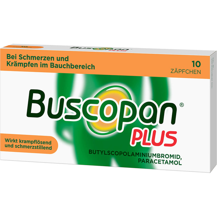 Buscopan plus Zäpfchen bei Schmerzen und Krämpfen im Bauchbereich, 10 pc Suppositoires