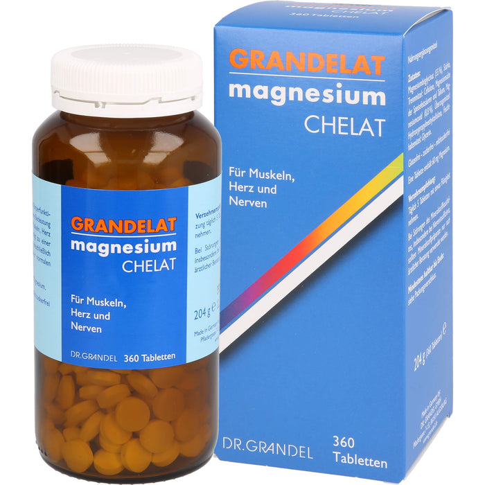 Grandelat Magnesium Chelat Tabletten für Muskeln, Herz und Nerven, 360 pc Tablettes