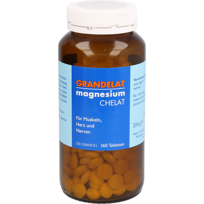 Grandelat Magnesium Chelat Tabletten für Muskeln, Herz und Nerven, 360 pc Tablettes