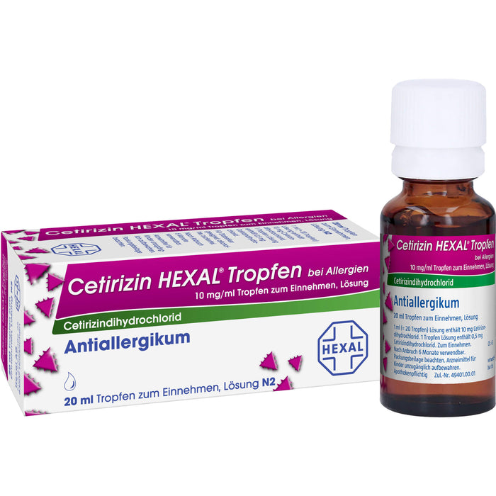 Cetirizin HEXAL Tropfen bei Allergien, 20 ml Solution