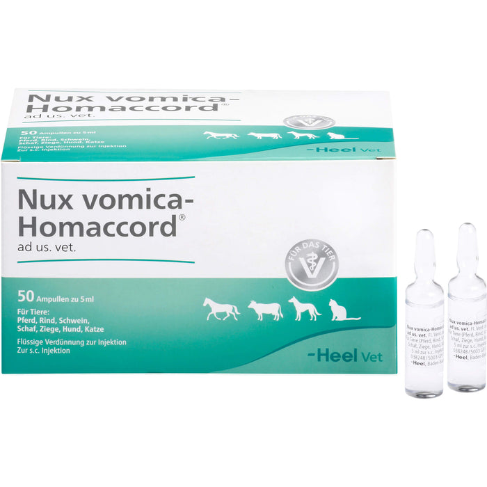 Nux vomica-Homaccord ad us.vet. flüssige Verdünnung für Pferd, Rind , Schwein, Ziege, Hund und Katze, 50 pcs. Ampoules