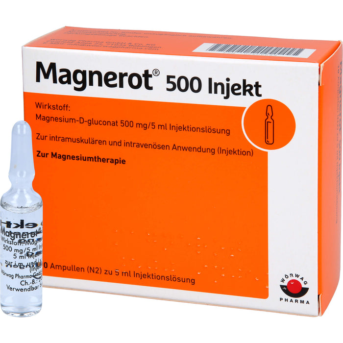 Magnerot 500 Injekt zur intramuskulären und intravenösen Anwendung, 10 pc Ampoules