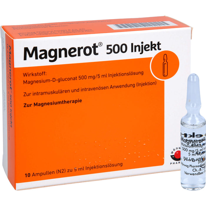 Magnerot 500 Injekt zur intramuskulären und intravenösen Anwendung, 10 pc Ampoules