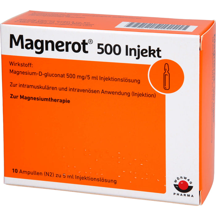 Magnerot 500 Injekt zur intramuskulären und intravenösen Anwendung, 10 pc Ampoules