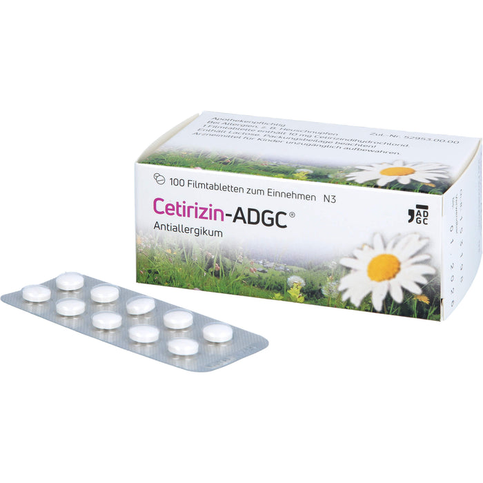 Cetirizin-ADGC Filmtabletten bei Allergien, 100 pc Tablettes