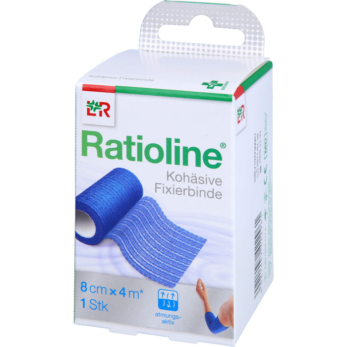 Ratioline acute Fixierbinde Kohäsiv 8cmx4m blau, 1 St BIN