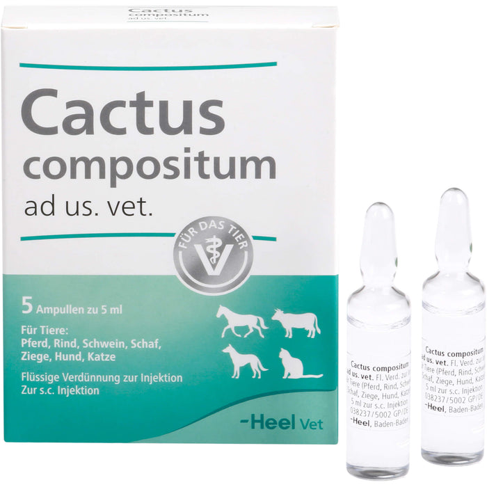 Heel Cactus compositum ad us. vet. flüssige Verdünnung für Pferd, Rind , Schwein, Ziege, Hund und Katze, 5 pcs. Ampoules