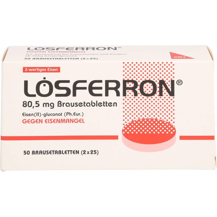 LOSFERRON Brausetabletten gegen Eisenmangel, 50 pc Comprimés effervescents