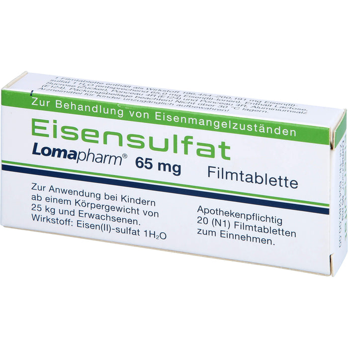 Eisensulfat Lomapharm 65 mg Filmtabletten, 20 St. Tabletten